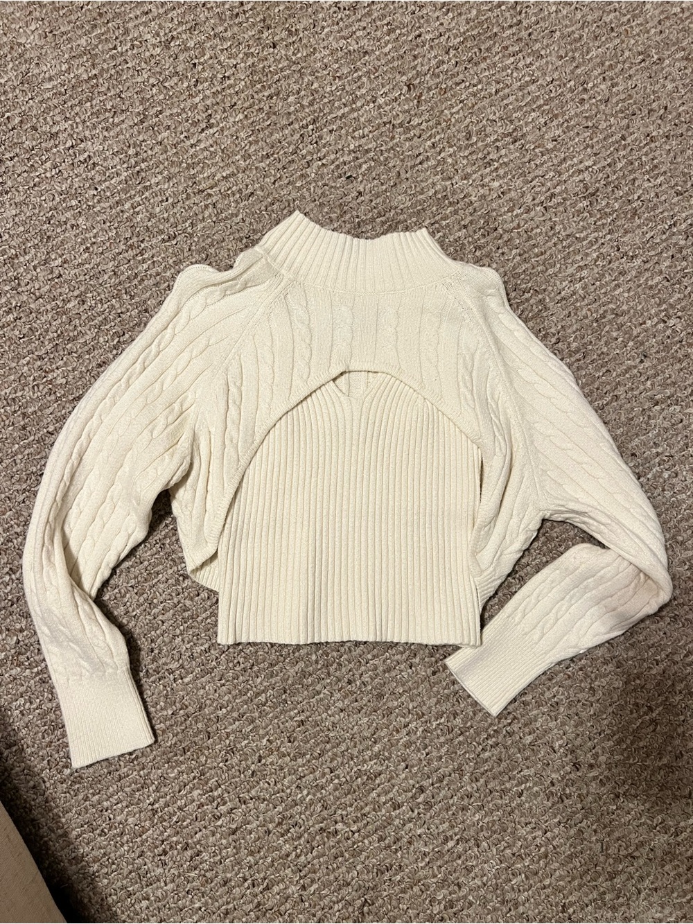 Lush Cream Cable-Knit Off-Shoulder Sweater
